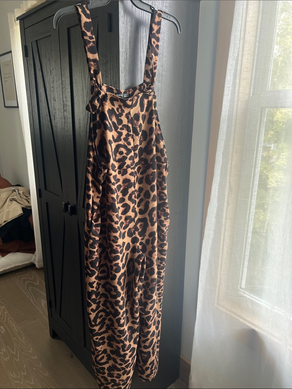 Leopard Print One-Piece Overalls - Brown/Black